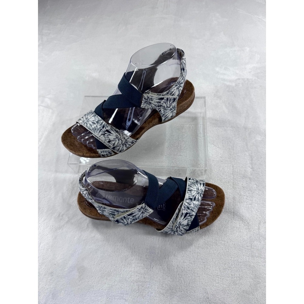 Remonte Walking Sandal Women's 7.5 Navy Blue Floral Ankle Strap Comfort R3257-81